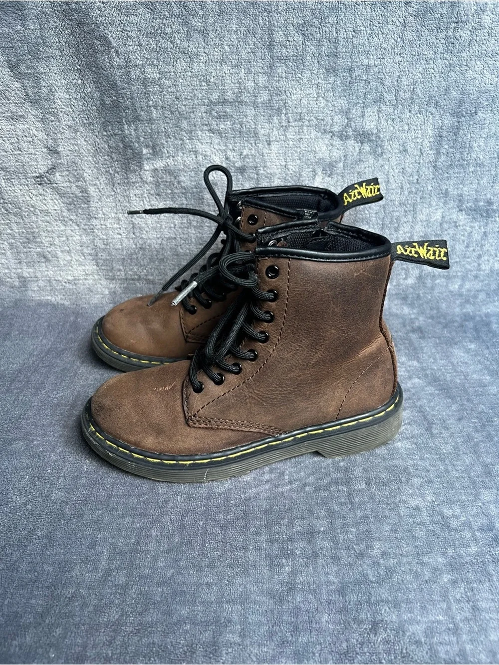 Dr Martens Little Kids Size 1 Brown Leather 8 Eye Ankle Boots AW004 Grunge Boho